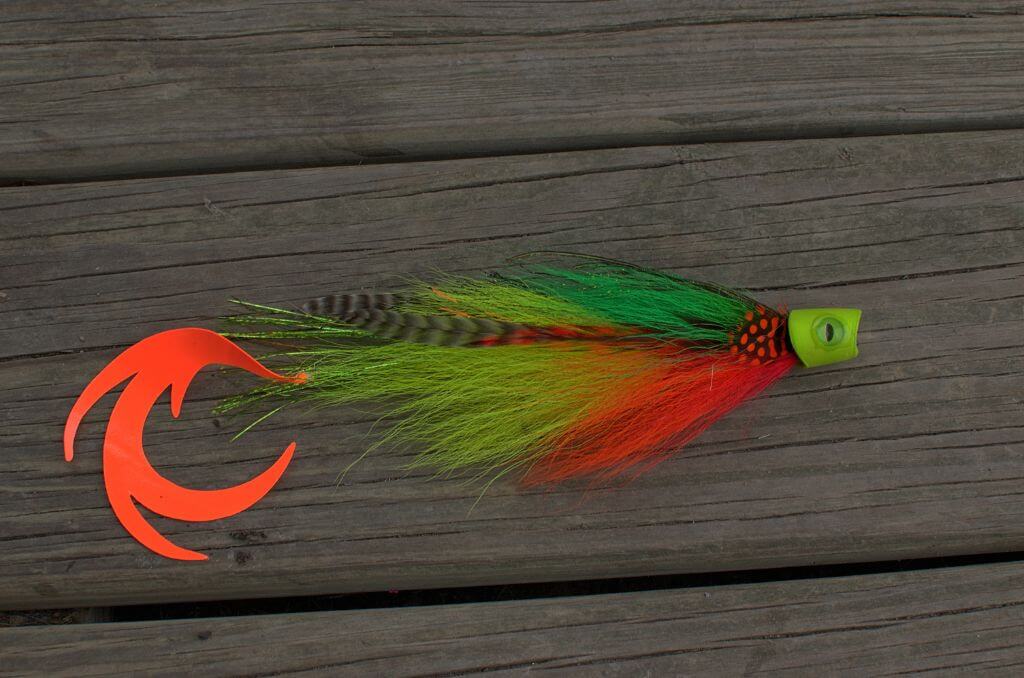 articulated fishing lure Firetiger Articulated Topwater Musky Fly – Loud Surface Pattern for Aggressive Fish