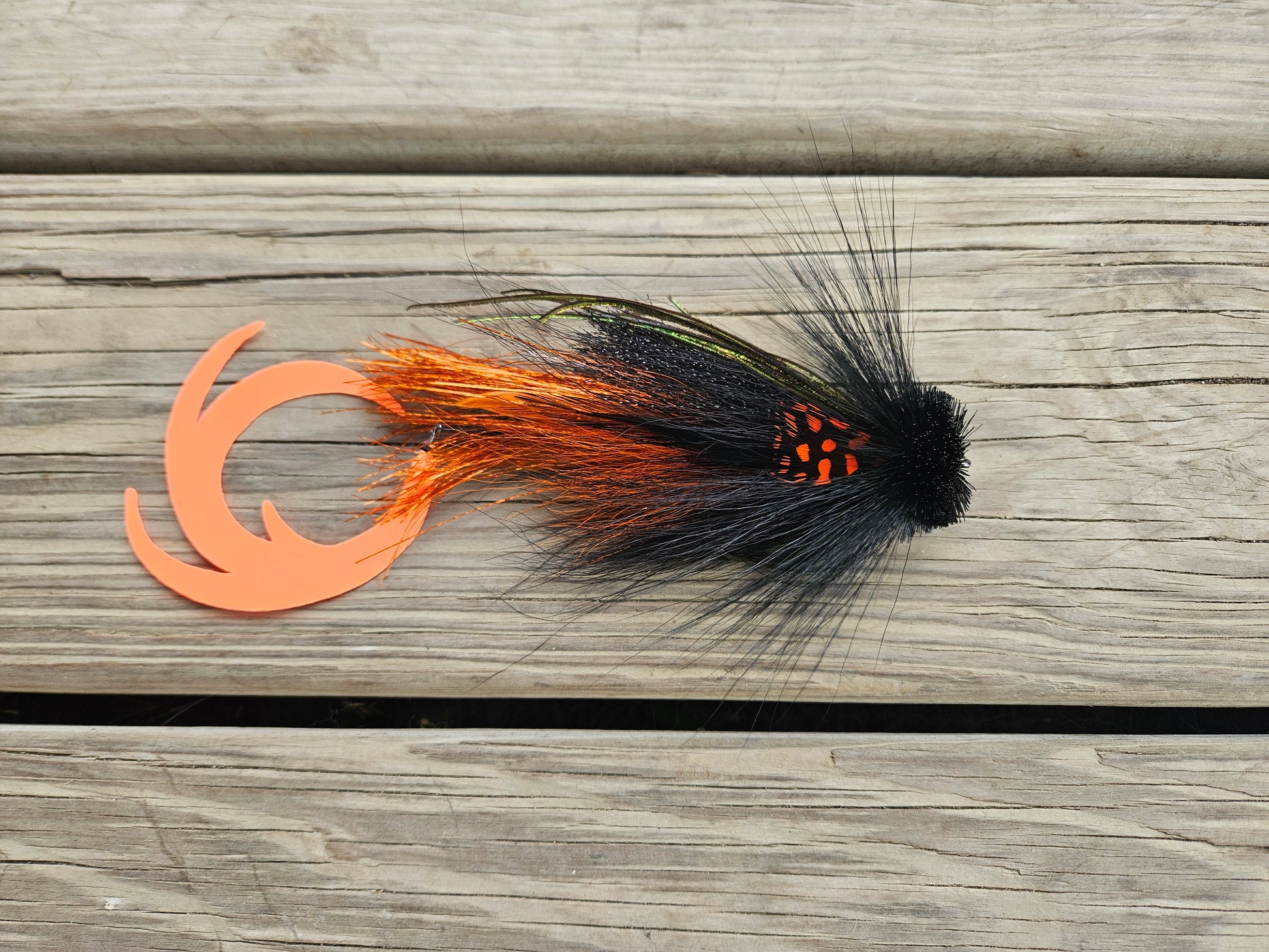 Black/Orange Single Dragon Tail Musky Fly - Main Image