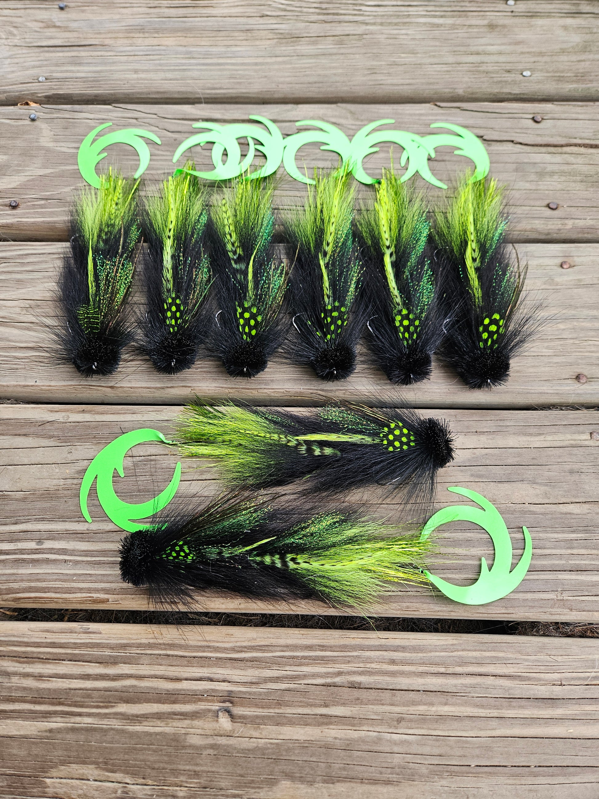 dragon tail fishing lure Black and Chartreuse Double Dragon Tail Musky Fly – Bold Streamer for Stained Water Action