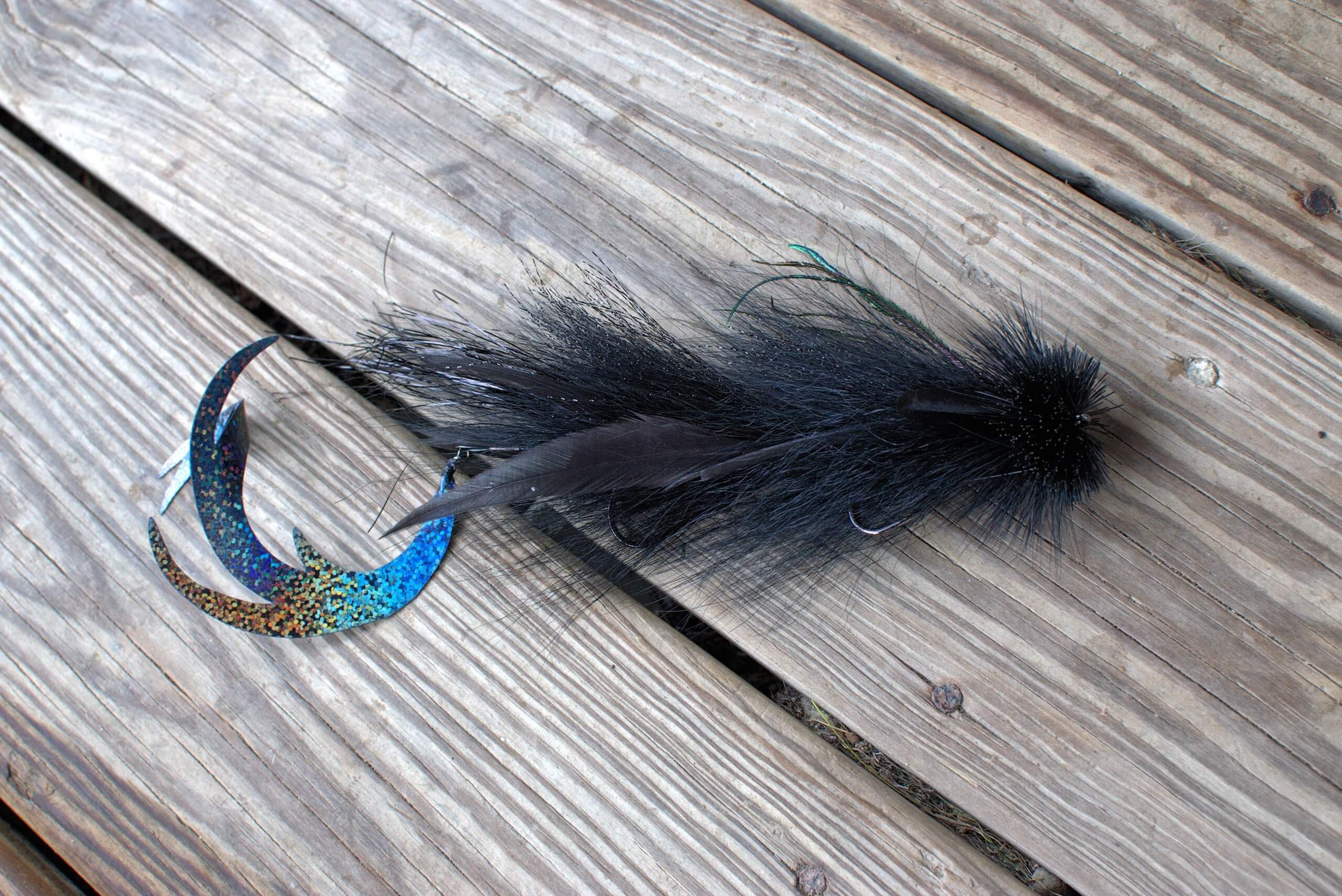 Musky Streamer Pattern Black Double Dragon Tail Musky Fly – Silhouette Streamer for Low Light ...