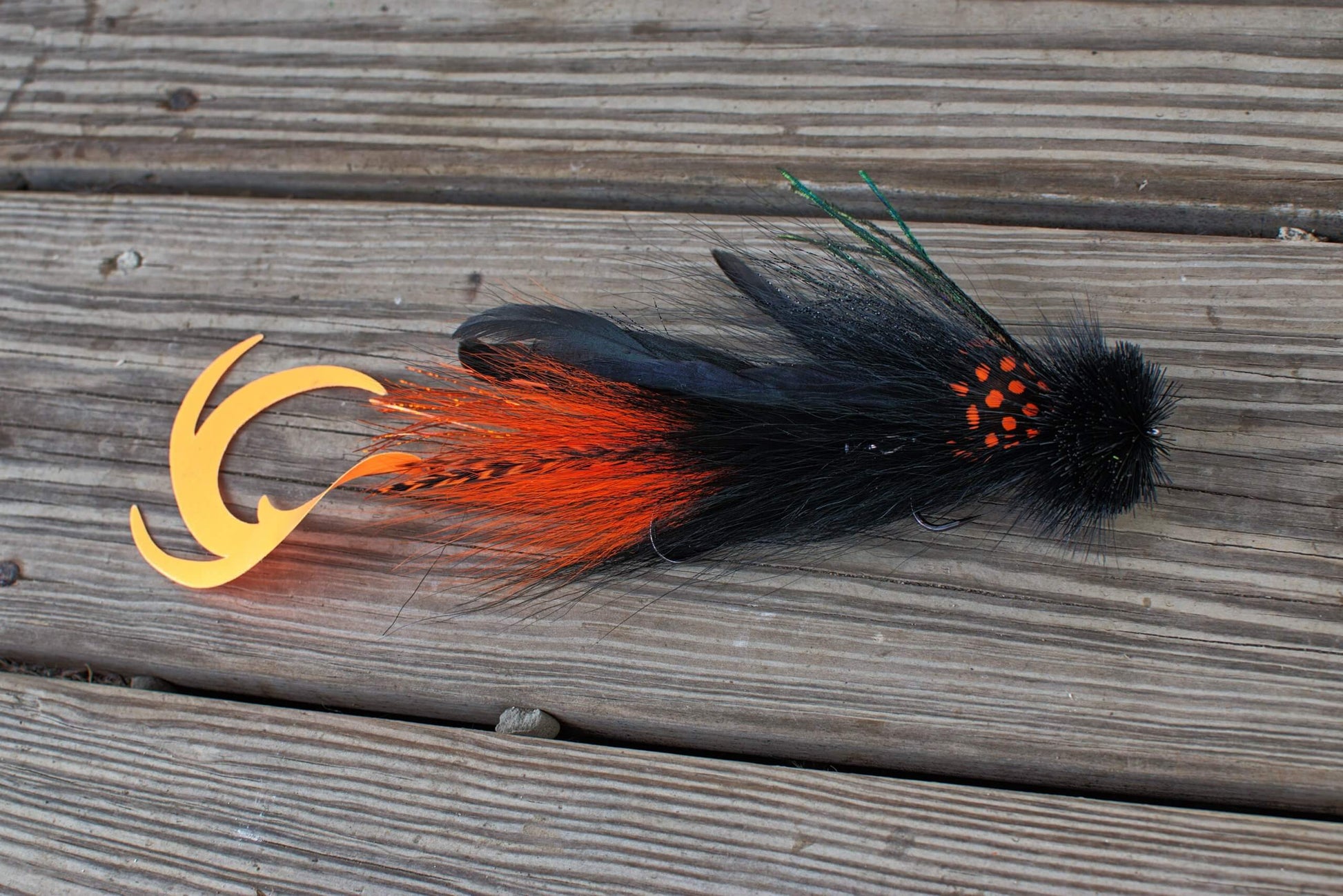 Black and Orange Double Dragon Tail Musky Fly – High Contrast Streamer – Urban Fly Co