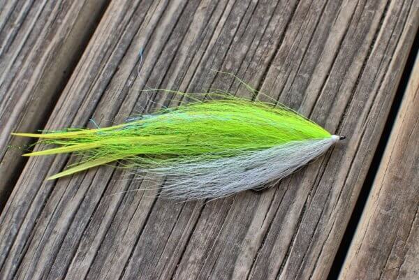 Chartreuse and White Bucktail Deceiver Musky Fly - Urban Fly Company