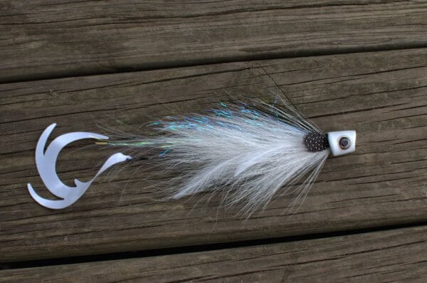 White Articulated Topwater Musky Fly